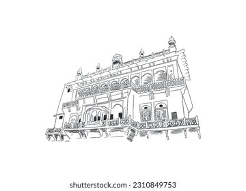 Ramnagar fort line vector art of Hyderabad India