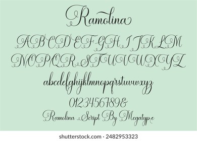 Ramolina is an elegant calligraphy script font that comes with lovely alternates character.