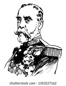 Ramon y Arenas Blanco who is Military officer born in Spain in 1833 vintage line drawing or engraving illustration.