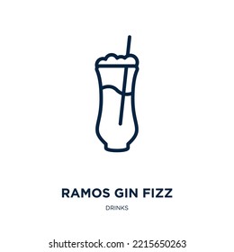 Ramos Gin Fizz Icon From Drinks Collection. Thin Linear Ramos Gin Fizz, Pub, Bar Outline Icon Isolated On White Background. Line Vector Ramos Gin Fizz Sign, Symbol For Web And Mobile