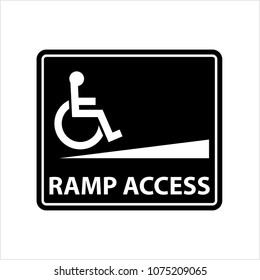 Ramp Access Icon, Access Icon , Disabled Handicap Symbol Vector Art Illustration