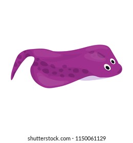 Ramp fish head magnified sea animal wildlife character vector illustration. Nature underwater ramp skate marine wild ocean zoo electric fish.