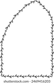 Rampant Arco Vertical Marco arquitectónico arco puerta ventana marco de Antiguas Flor corona hoja Vector floral borde marcos de imagen Rama laurel silueta botánica negro Elementos decoración