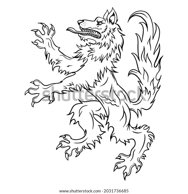 Rampant Heraldic Wolf White Background Coat Stock Vector (Royalty Free ...