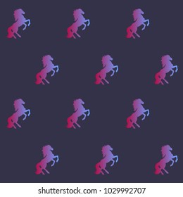 Rampant horse seamless pattern. All over print, vector illustration.