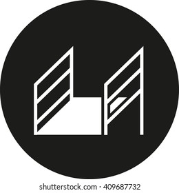 Rampant icon in the black circle. Infrastructure object.