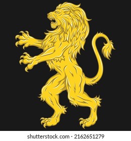 Rampant Lion vector design used as a heraldic symbol in the European Middle Ages