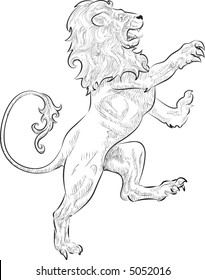 Rampant Lion A vector illustration of a rampant (standing on hind legs) lion