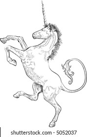 Rampant Unicorn A vector illustration of a rampant (standing on hind legs) unicorn