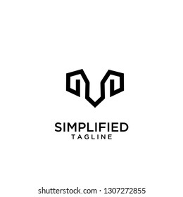 Rams abstract logo with black mono line goat head black logo icon designs vector illustration