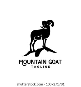 Rams black silhouette with mountain goat head black logo icon designs vector illustration