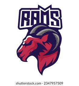 Plantilla de diseño del logotipo de Rams, Ilustración vectorial del logotipo de la cabra. Apropiado para el logotipo de videojuegos de deportación