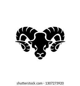 Rams goat head black logo icon designs vector illustration