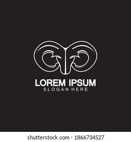 Logo-Design des Rams am Ziegenkopf Vektorgrafik