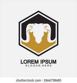 Logo-Design des Rams am Ziegenkopf Vektorgrafik