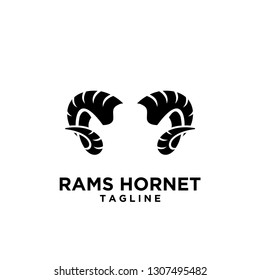 Rams goat horn sport logo with gold color and black background black logo icon designs vector illustration