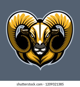 Ram's head. Cartoon style.