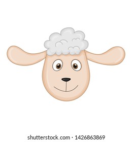 RAM's head with curls without horns. cartoon animals.