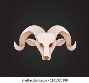 rams head illustration paper cut vector