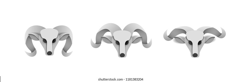 rams head illustration paper cut vector