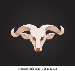 rams head illustration paper cut vector