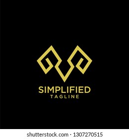 Rams head line abstract with gold line black background goat head black logo idea icon designs vector illustration