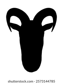 Ram's head is shown in black and white. The ram's horns are prominent and the head is the main focus of the image