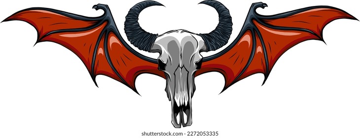 Rams Head Skull with wings vector logo illustrations