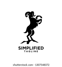 rams jump standing over mountain outdoor black with white background logo icon designs vector
