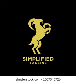 rams jump standing over mountain outdoor gold color and black background logo icon designs vector