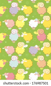 Rams and sheep. Seamless pattern. Vector illustration. 