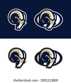 Logo de la mascota deportiva Rams para equipos deportivos e incluso para empresas. Ideal para equipos de atletismo de secundaria. El logo de Ram es perfecto para ropa, material impreso y más.