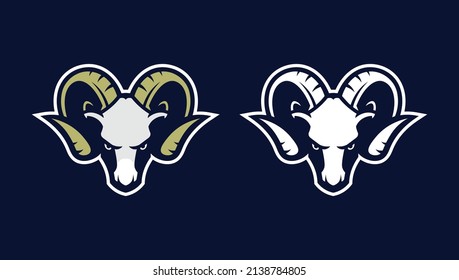 Rams vector mascot sports logo, perfect for high school and amateur sports teams. Includes head in full color and monochromatic. Perfect for apparel, print material and more.