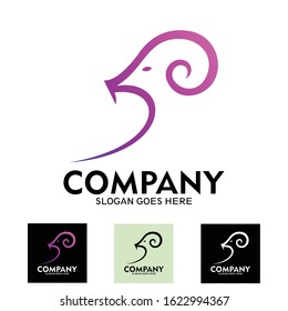 Rams/goat logo design template. Sheep vector logo. Silhouette rams,goat,sheep