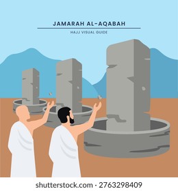 Ramy al Jamarat Pilgrimage Activity. Muslim Pilgrims Throwing Stones Jamarat.