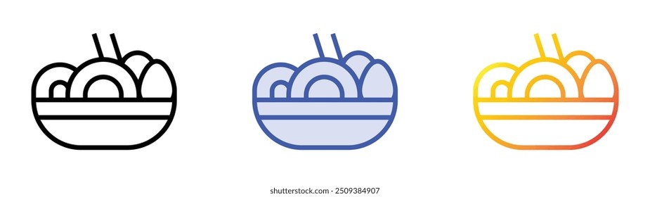 ícone ramyeon. Design de estilo linear, preenchimento azul e gradiente isolado em plano de fundo branco