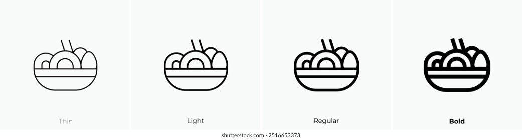 ramyeon icon. Thin, Light Regular And Bold style design isolated on white background