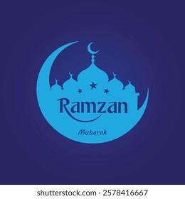 Ramzan Mubarak Vector Illustration | Mosque, Lantern and Crescent Moon Graphics