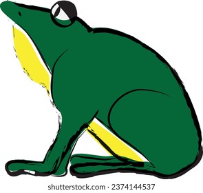 rana de perfil, frog, illustration, anfibios, sapo