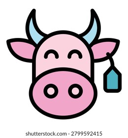 Ranch cow icon. Outline Ranch cow vector icon for web design isolated on white background color flat