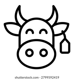 Ranch cow icon. Outline Ranch cow vector icon for web design isolated on white background