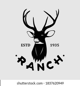 Ranch deer logo illustration vector