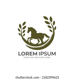 ranch farm horse logo design vector icon symbol.