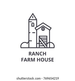 ranch farm house line icon, outline sign, linear symbol, vector, flat illustration