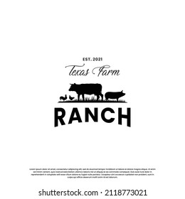 ranch and farm logo design vintage. livestock logo retro.