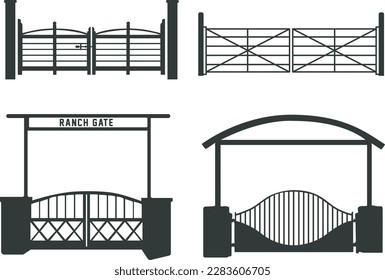 Ranch gate silhouette, Farm fence silhouette, Ranch gate SVG, Ranch gate illustration svg