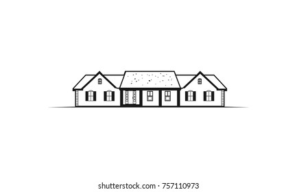 Ranch House Drawing Vector