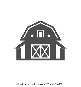 Ranch House Farm Two Story Agricultural Village Building Icon Vector Illustration. Rural Countryside Industrial Farmland Livestock Breeding Harvest Storage Warehouse Real Estate Suburb Lifestyle