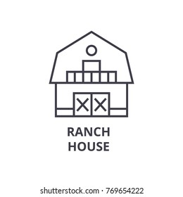 ranch house line icon, outline sign, linear symbol, vector, flat illustration