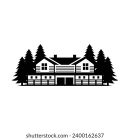 Ranch House vintage retro log cabin farm nature forest logo vector